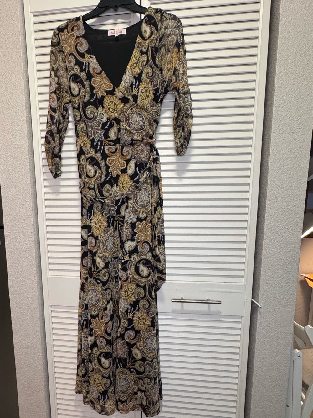 Paisley Maxi Dress in Black and Gold